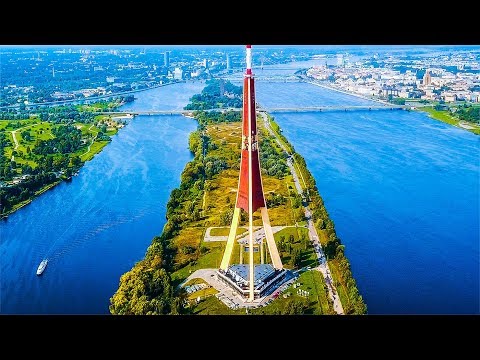 RIGA - LATVIA. Best Travel Destination in Baltic States. DJI Mavic Drone Aerial Footage in 4k.