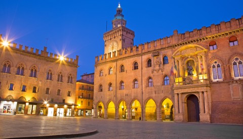 Der Palazzo Comunale am Piazza Maggiore in Bologna