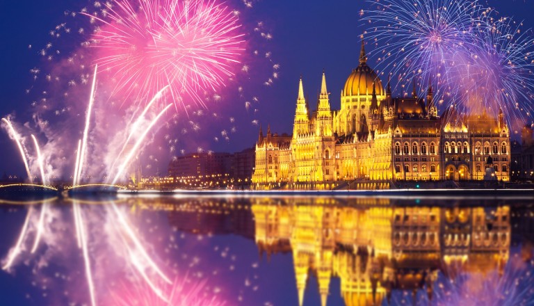 Events in Budapest. Feuerwerk an Silvester.