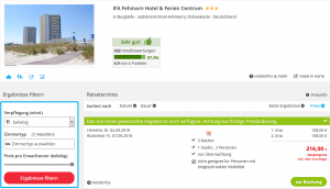 Screenshot Deal Fehmarn Hotel IFA