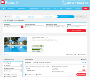 Screenshot reise.de Deal Kalabrien Hotel Agriturismo Ruralia