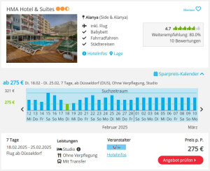 Deal Screenshot HMA Hotel & Suites in Alanya, Türkei