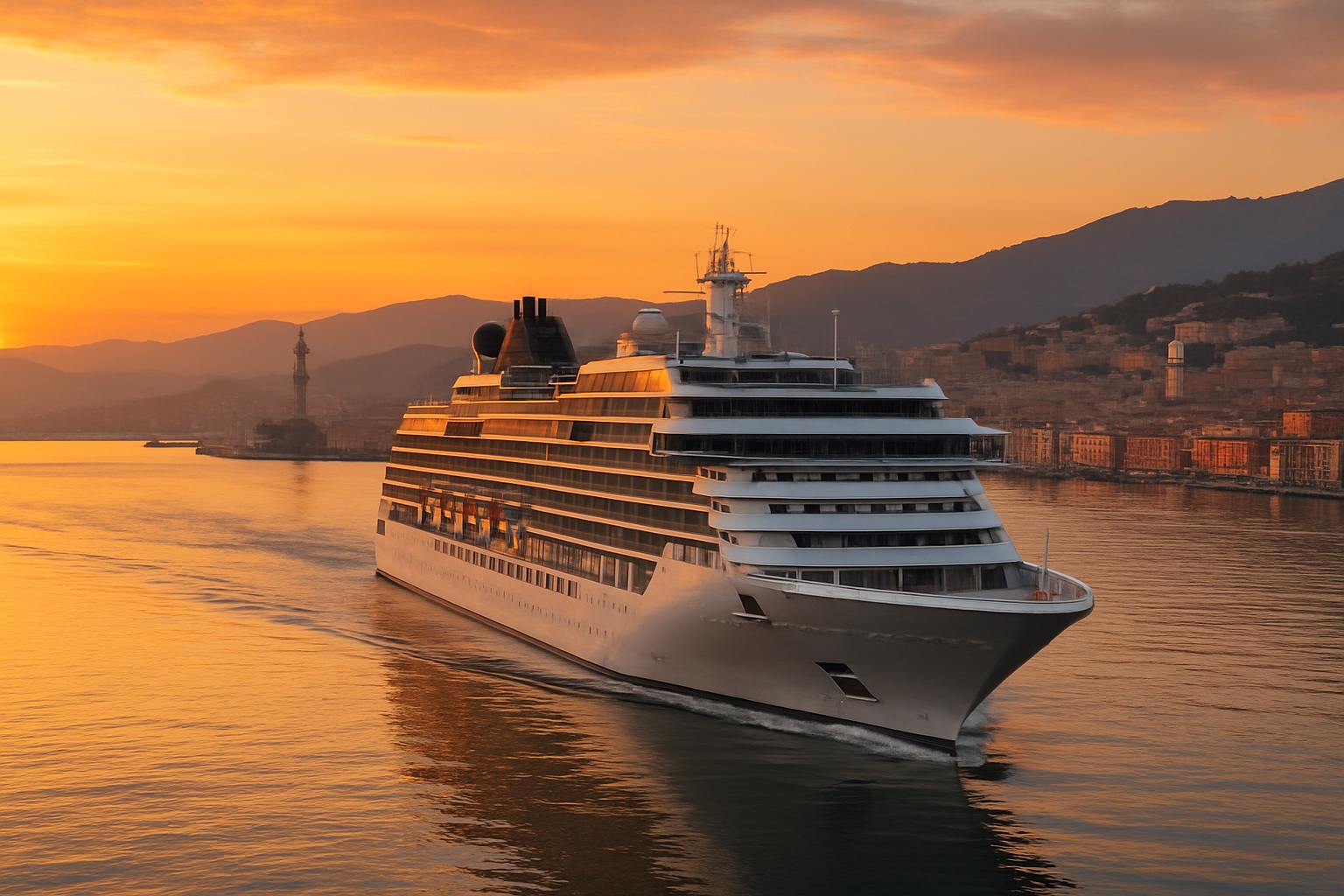Luxus-Kreuzfahrtschiff verlässt den Hafen von Genua