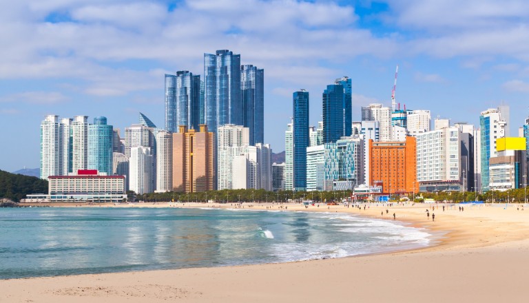 Der Haeundae Beach von Busan in Südkorea.