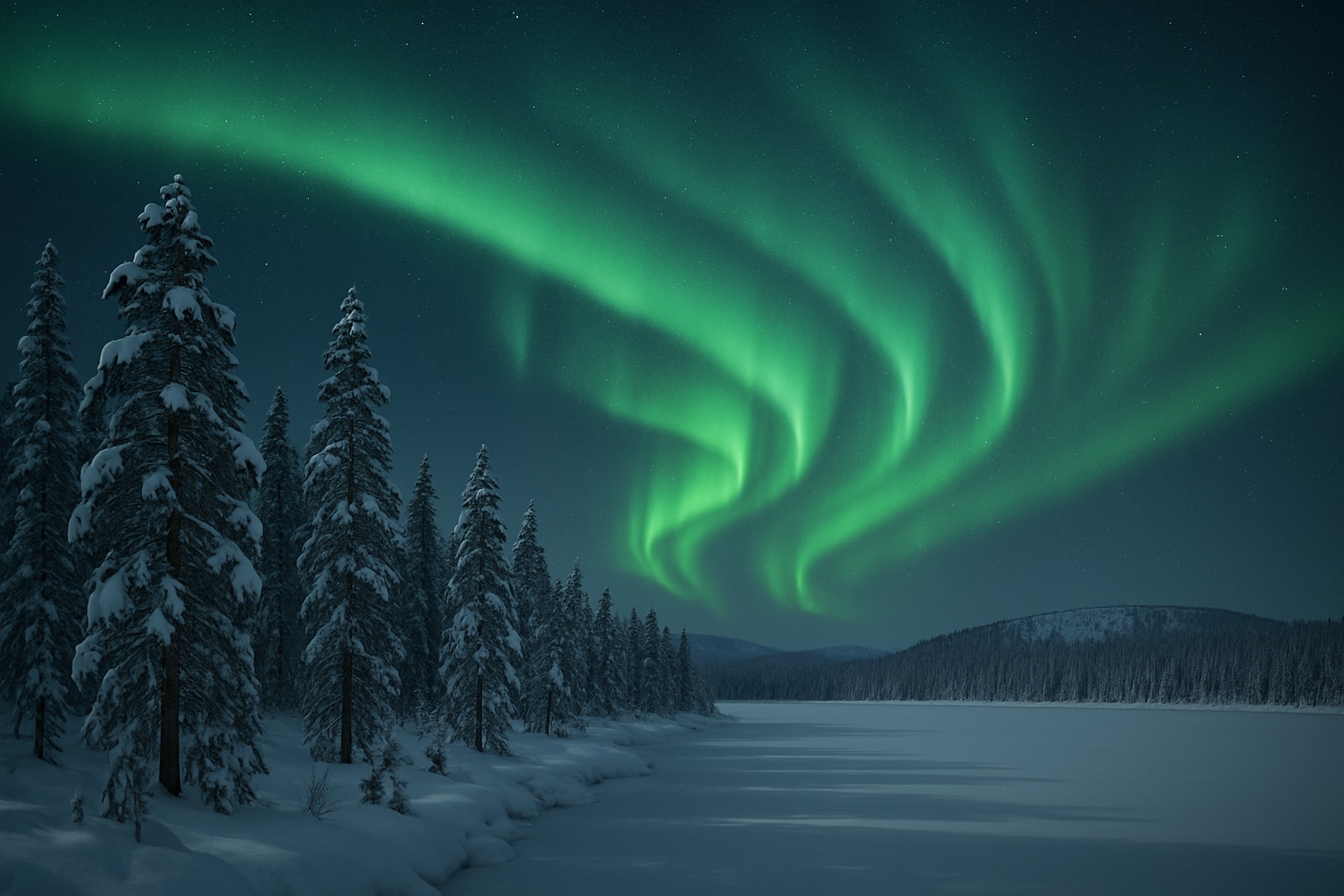 Nordlichter über Finnisch-Lappland bei Ivalo