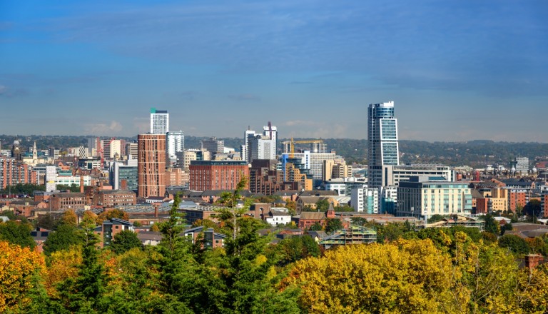 Die Skyline von Leeds in Yorkshire.