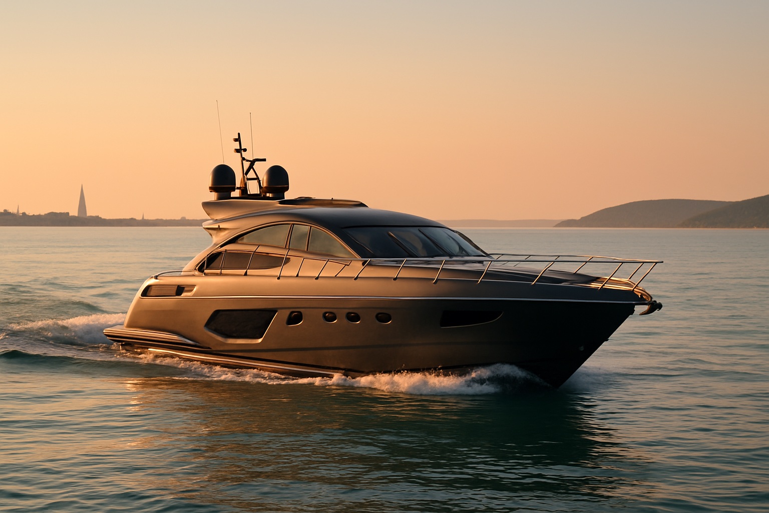 Luxusyacht vor der Küste bei Venedig Richtung Istrien