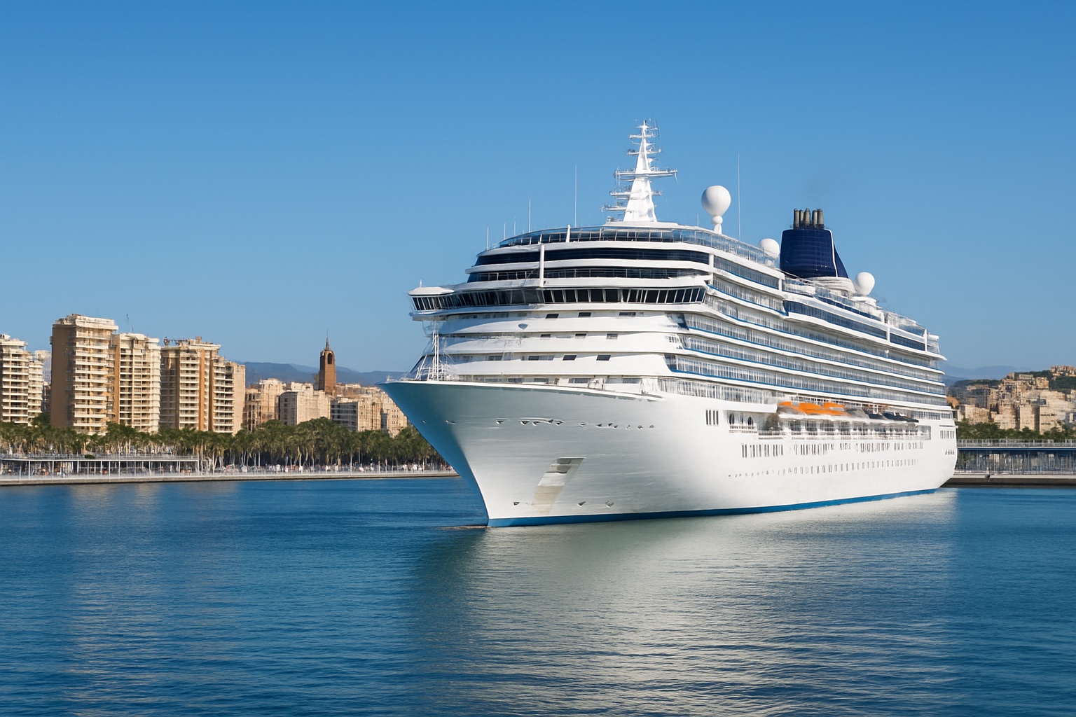 Kreuzfahrtschiff im Hafen von Málaga an der Costa del Sol