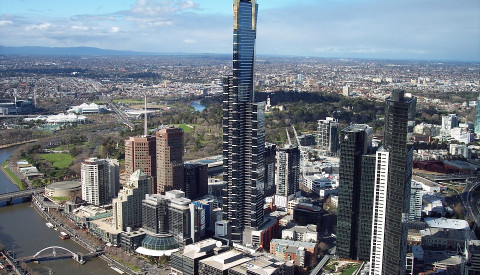 Der Eureka Tower überragt die Skyline Melbournes.
