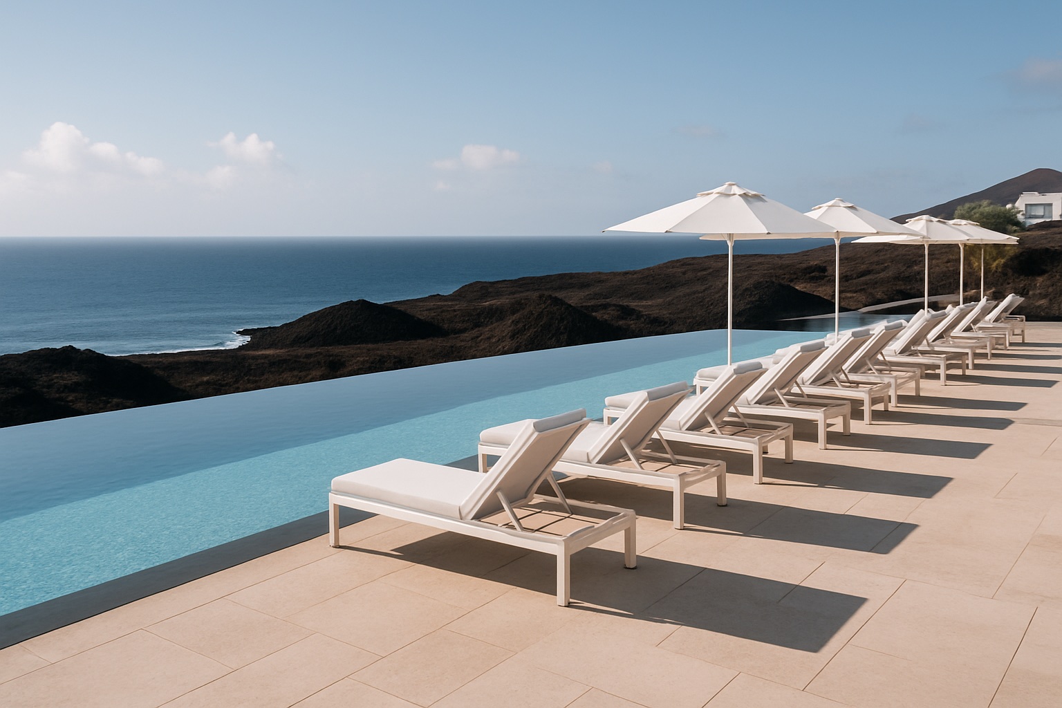 Wellness auf Lanzarote mit Infinity-Pool und vulkanischer Landschaft