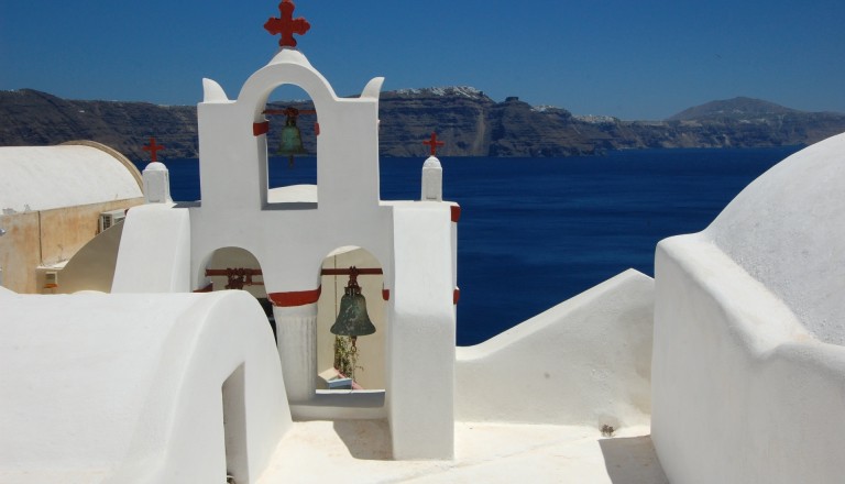 Santorin Blick aufs Meer