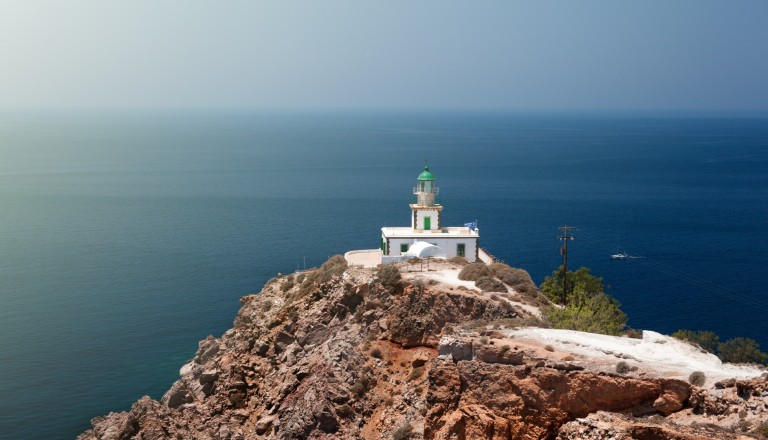 Deu Leuchtturm am Kap Akrotiri auf Santorin