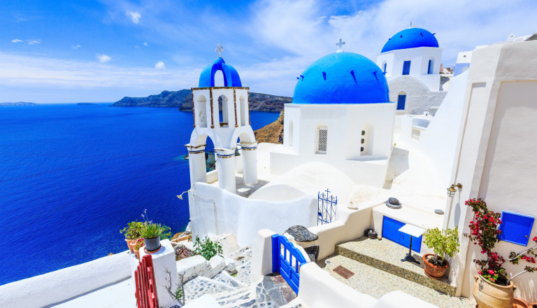 Santorini weißes Haus Griechenland