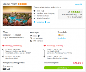 Screenshot Ägypten Reisedeal Hotel Makadi Palace