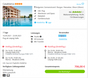 Screenshot Bulgarien Reisedeal Hotel Casablanca