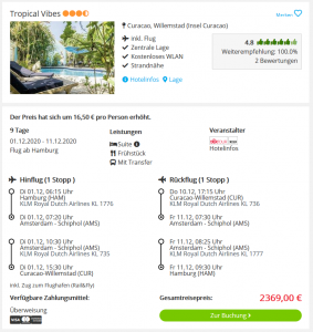 Screenshot Curacao Deal Hotel Tropcial Vibes