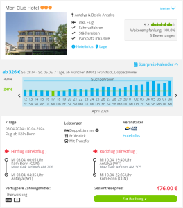 Screenshot Deal Mori Club Hotel in Antalya