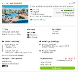 Screenshot Dominikanische Republik Deal Hotel Riu Bachata