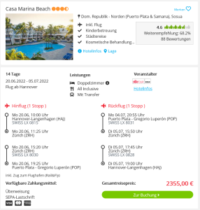 Screenshot Karibik Reisedeal Hotel Caas Marina Beach