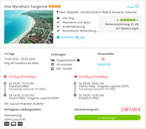 Screenshot Dom. Rep. Reisedeal Hotel Viva Wyndham Tangerine
