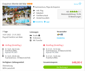 Screenshot Fuerteventura Reisedeal Hotel Esquinzo Monte del Mar