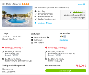 Screenshot Fuerteventura Reisedeal Hotel KN Matas Blancas