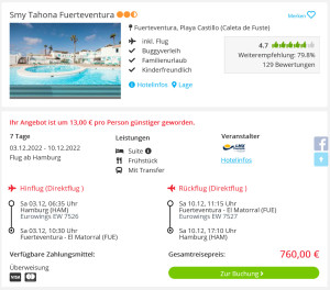Screenshot Fuerteventura Reisedeal Hotel Smy Tahona