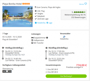 Screenshot Gran Canaria Deal Playa Bonita Hotel