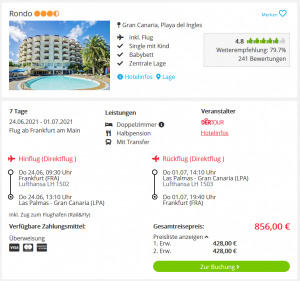 Screenshot Gran Canaria Reisedeal Hotel Rondo