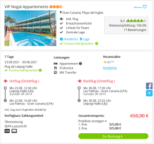 Screenshot Gran Canaria Reisedeal Hotel VIP Nogal Appartements