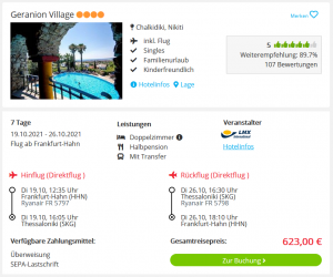 Screenshot Griechenland Reisedeal Hotel Geranion Village