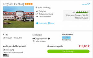 Screenshot Harz Deal Berghotel Ilsenburg