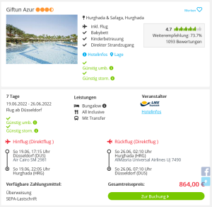 Screenshot Hurghada Reisedeal Hotel Giftun Azur