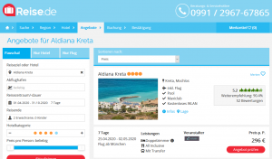 Screenshot Griechenland Deal Aldiana Kreta