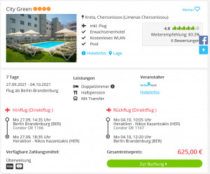 Screenshot Kreta Deal Hotel City Green
