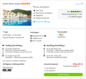 Screenshot Kreta Deal Hotel Filion Suites