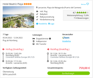 Screenshot Lanzarote Reisedeal Hotel Beatriz Playa