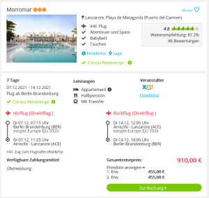Screenshot Lanzarote Deal Hotel Morromar