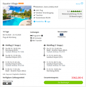 Screenshot Malediven Deal Equator Village