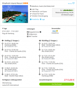 Screenshot Malediven Deal Fihalhohi Island Resort