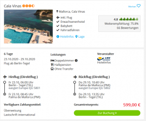 Screenshot Mallorca Deal Cala Vinas