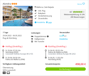 Screenshot Mallorca Deal Hotel Alondra