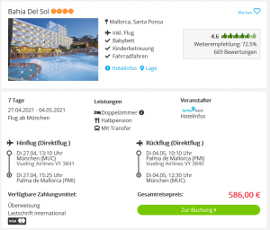 Screenshot Mallorca Deal Hotel Bahia del Sol