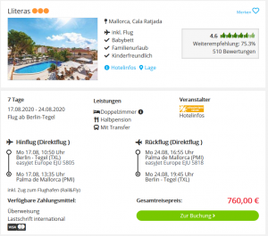 Screenshot Mallorca Deal Hotel Lliteras