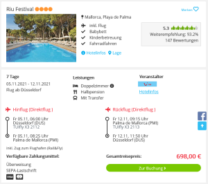 Screenshot Mallorca Deal Hotel Riu Festival