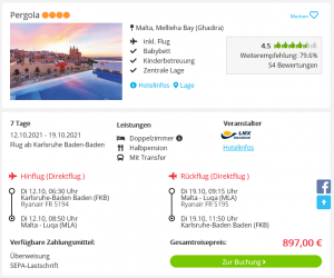 Screenshot Malta Deal Hotel Pergola