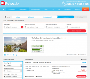 Screenshot Mauritius Deal Radisson Blu Lafayette