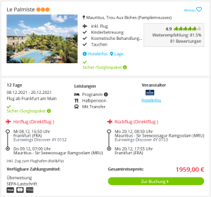 Screenshot Mauritius Reisedeal Hotel Le Palmiste