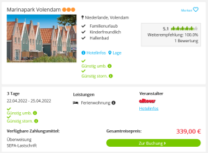Screenshot Niederlande Reisedeal Marinapark Volendam