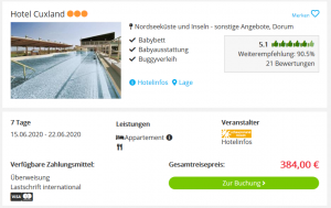 Screenshot Nordsee Deal Hotel Cuxland